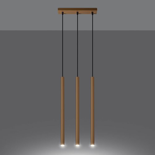Lampa wisząca tuby PASTELO 3xG9 złota - listwa