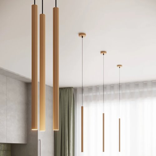 Lampa wisząca cienka tuba Arche 1xG9 złota