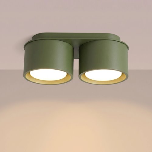Lampa sufitowa podwójna tuba Modo 2xGx53 zielona oliwkowa