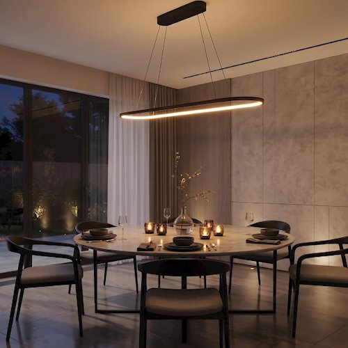 Nowoczesna lampa wisząca LED Oval 30W 20x120cm 2CCT czarna