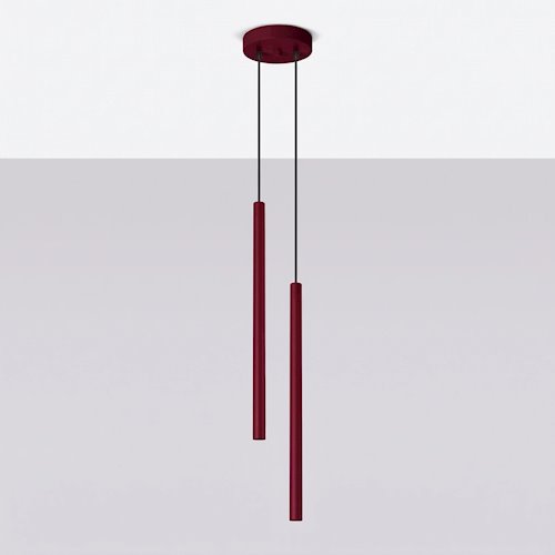 Lampa wisząca podwójna tuba Pastelo 2xG9 okrągła burgundowa