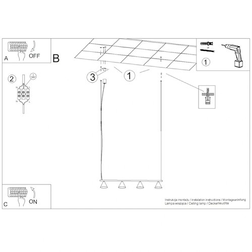 Lampa wisząca Nox 4-punktowa 4xE14 beżowa