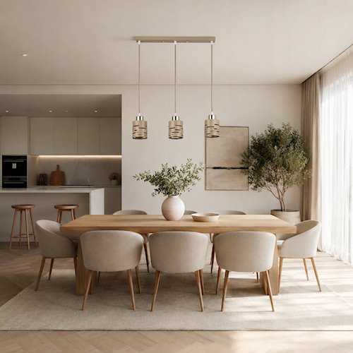 Lampa wisząca Timber 3xE27 listwa beż-złoto