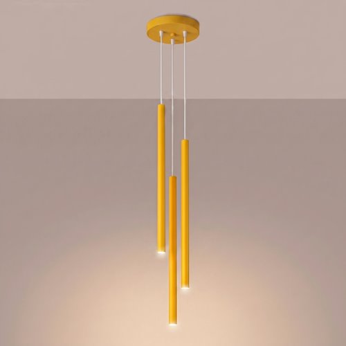 Lampa wisząca potrójna tuba Pastelo 3P 3xG9 żółta