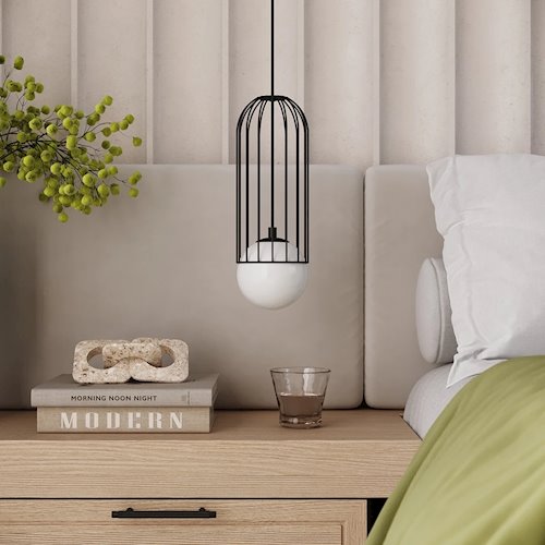 Lampa wisząca kula z dekoracją Brina 1xG9 czarna