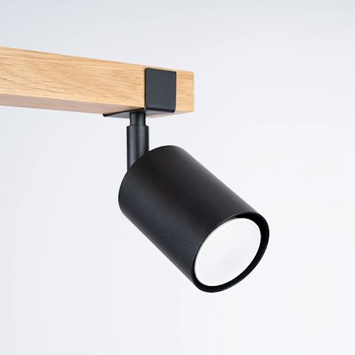 Lampa drewniana z reflektorami Fager 2xGU10 czarna