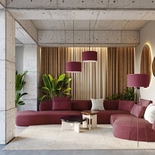Lampa podłogowa z abażurem Nevia 1xE27 burgundowa
