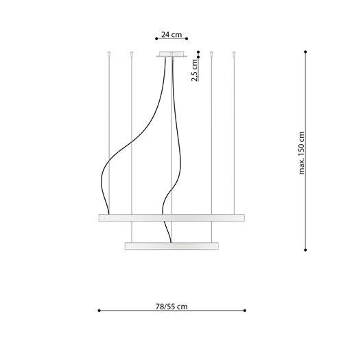 Żyrandol RIO 2 55/78 biały LED 3000K