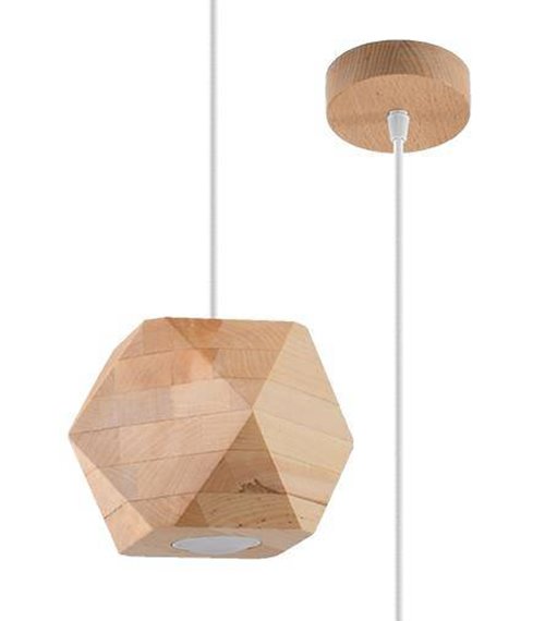 Lampa wisząca geometryczna WOODY 1xGU10 drewno