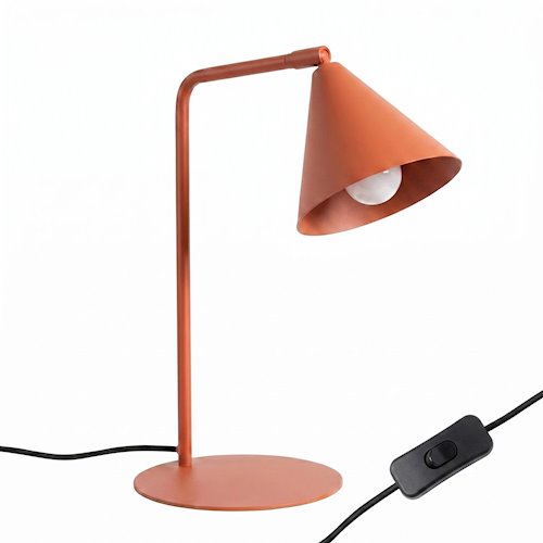 Lampa biurkowa ze stożkowym kloszem Nox 1xE14 ochra czerwona