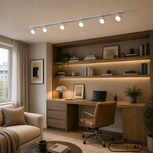 Listwa sufitowa 120cm z okrągłymi reflektorami 6xGX53 biała