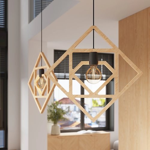 Lampa wisząca dekoracyjna Caro 1xE27 naturalne drewno/czarna