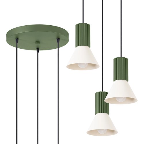 Lampa wisząca potrójna Estria 3xE14 beżowa/zielona oliwka