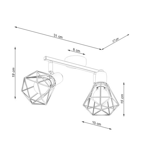 Lampa sufitowa listwa ARTEMIS 2xE14 czarna