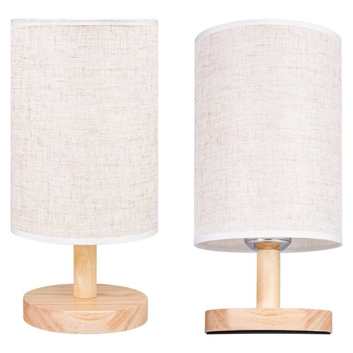 Lampa nocna Zelda E27 drewno i mleczny klosz