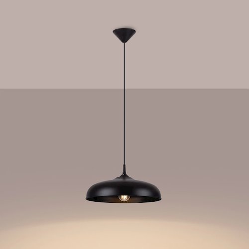 Lampa wisząca z okrągłym kloszem Gina 1xE27 czarna