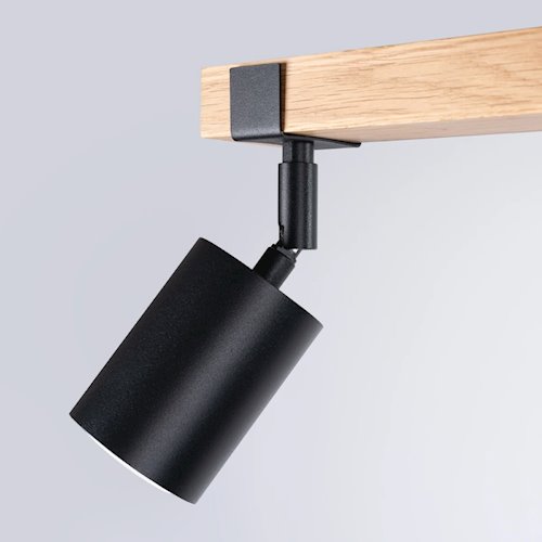 Lampa drewniana z reflektorami Fager 2xGU10 czarna