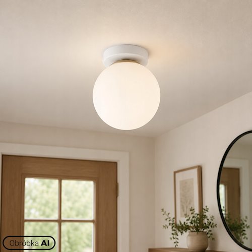 Lampa sufitowa mleczna kula Bali 15cm 1xE27 biała