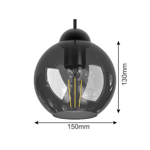 Lampa wisząca Orbita 3xE27 dymione klosze - czarna