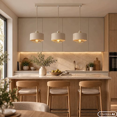 Potrójna lampa wisząca E27 Velto Loft listwa 60cm beżowa