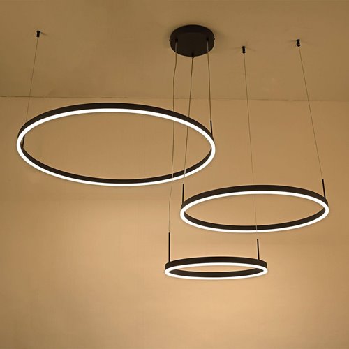 Lampa wiszące okręgi Magnum 102W CCT czarna z pilotem