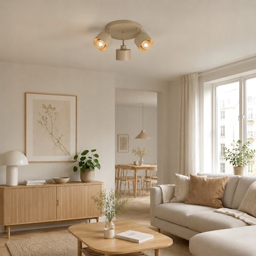 Lampa sufitowa Loft 3xE27 Elena ruchoma okrągła beżowa