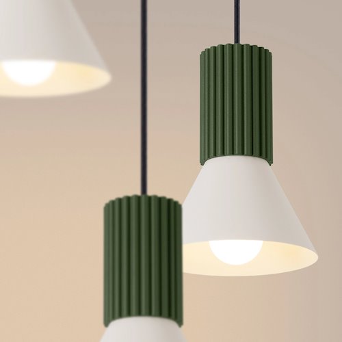 Lampa wisząca potrójna Estria 3xE14 beżowa/zielona oliwka