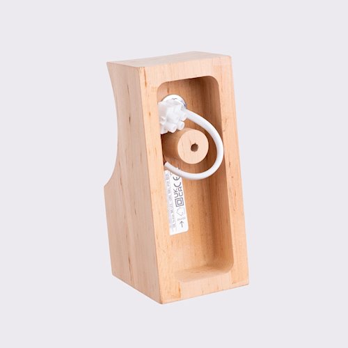Kinkiet drewniany mleczna kula Bulbo 1xG9 naturalne drewno