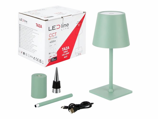 Lampa stołowa LED 4w1 3,5W 400lm CCT zielona 2x2000mAh
