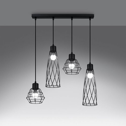 Lampa wisząca designerska SUBA 4xE27 czarna