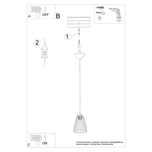 Lampa wisząca industrialna LEYO 1xE27 czarna