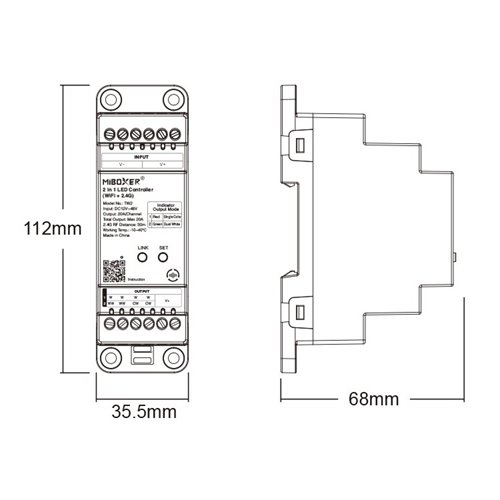 Mi-Light TW2 sterownik LED Wi-Fi 2w1 na szynę DIN