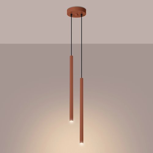 Lampa wisząca podwójna Pastelo 2xG9 okrągła ochra czerwona