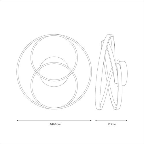 Lampa sufitowa LED okręgi Turner 32W czarna 4000K