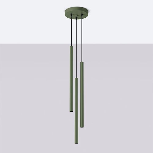 Lampa wisząca potrójna Pastelo 3xG9 okrągła zielona oliwka