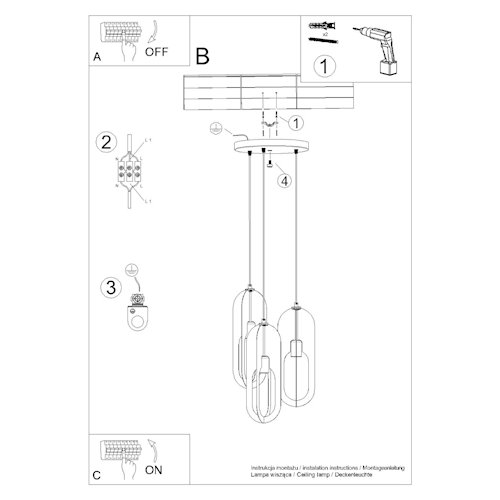 Lampa wisząca potrójna Nicus okrągła 3xE27 biała