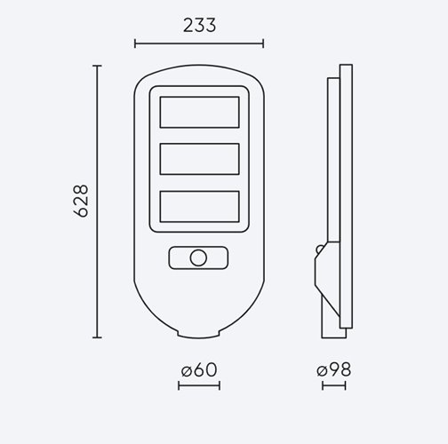 Lampa uliczna solarna Sun 1300lm 6500K z uchwytem