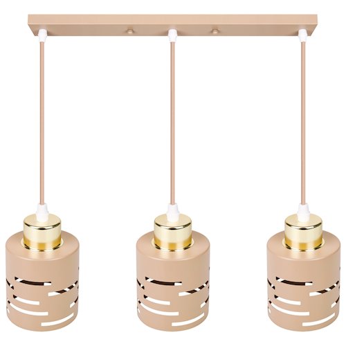 Lampa wisząca Timber 3xE27 listwa beż-złoto