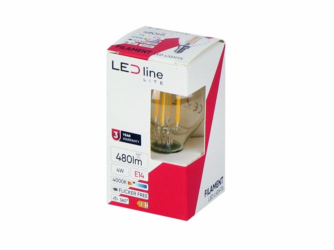 Żarówka LED E14 kulka G45 Filament Lite 4W 480lm Neutralna