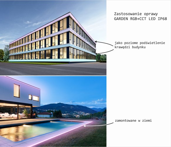Oprawa liniowa LED IP68 Garden srebrna RGB+CCT 3m