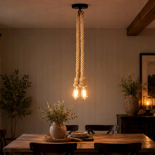 Lampa wisząca sznur 2xE27 120cm czarna podsufitka