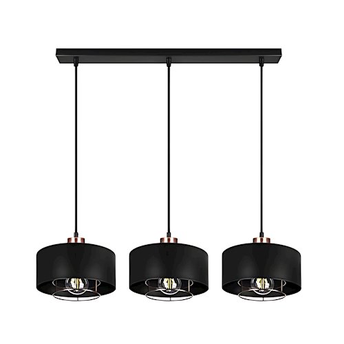 Potrójna lampa wisząca E27 Velto Loft listwa 60cm czarna-miedź