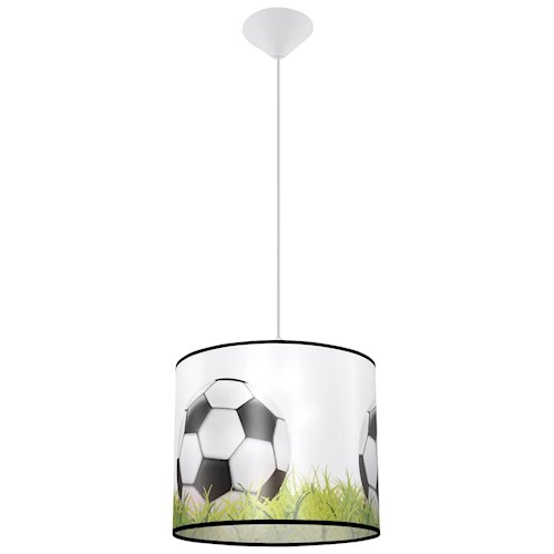 Lampa wisząca dziecięca Football C 30 1xE27 biało-czarno-zielona