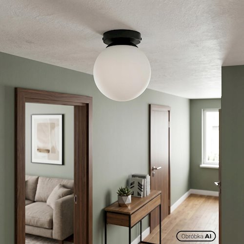 Lampa sufitowa mleczna kula Bali 15cm 1xE27 czarna