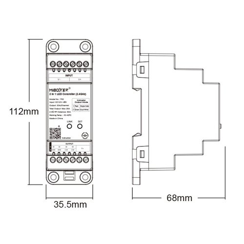 Mi-Light TR2 sterownik LED 2w1 na szynę DIN