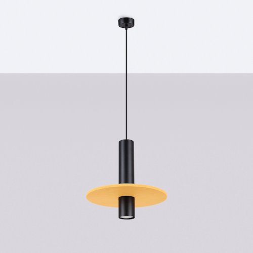 Lampa wisząca filcowa Pelta 1xGU10 czarno-żółta