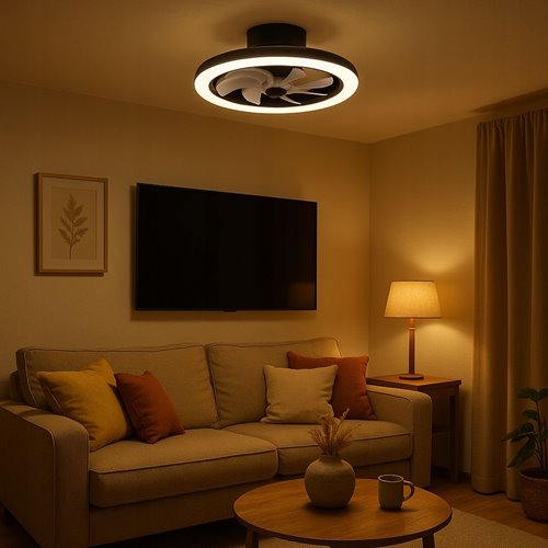 Plafon LED z wentylatorem Twist 36W+15W CCT 40cm czarny