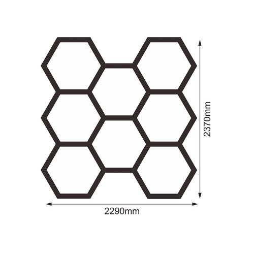 Lampa LED Hexagon 8xHEX czarna 280W 6500K