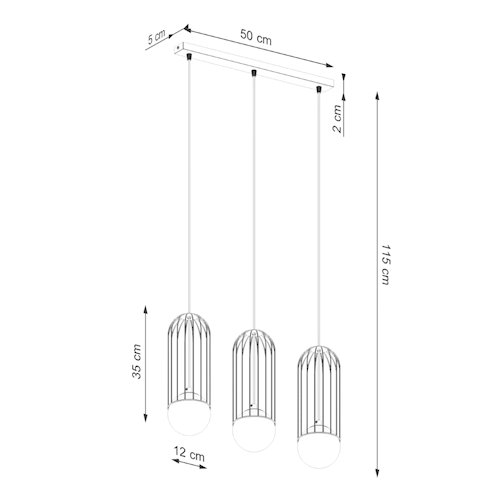 Lampa wisząca potrójna Brina listwa 3xG9 biała