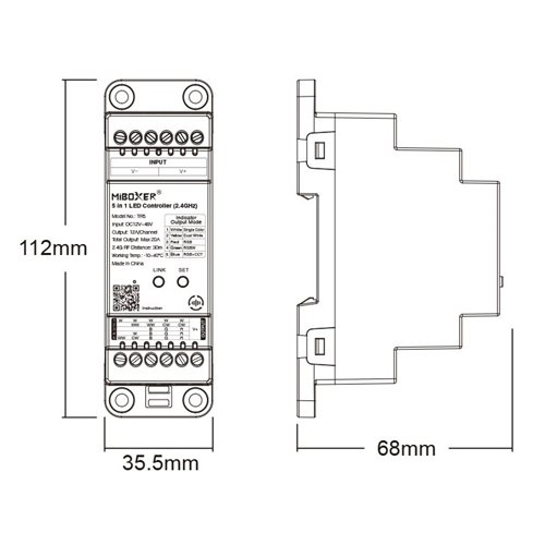 Mi-Light TR5 sterownik LED 5w1 na szynę DIN